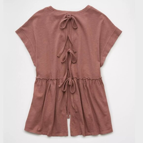 American Eagle Sunchaser Knit Babydoll Swing Mauve Pink Short Sleeve T Shirt XS - Picture 3 of 9